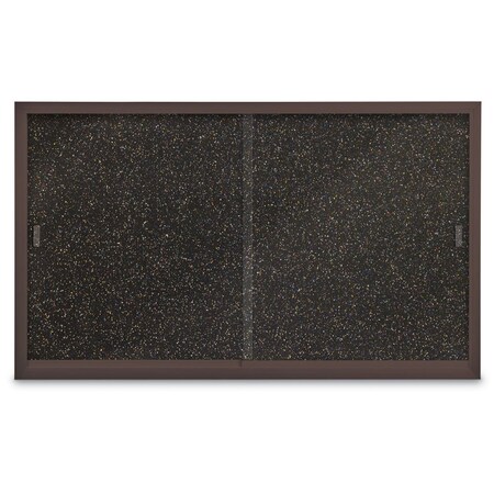 United Visual Products Sliding Door Indoor Enclosed Corkboard, 7 UV9027ACS-SATIN-BLACK